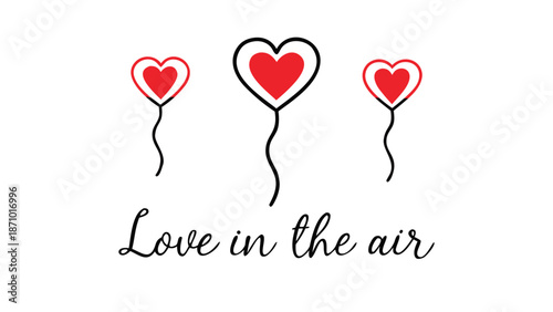 Heart shaped balloons floating with love in air
