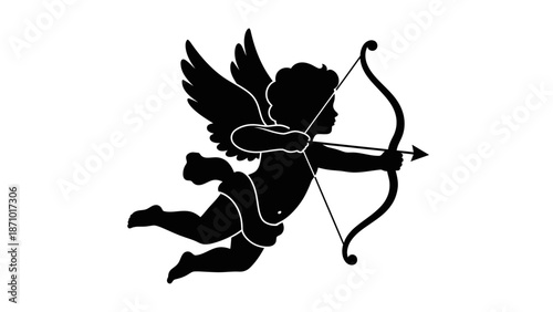 Cupid shoots arrow on Valentine's Day with love