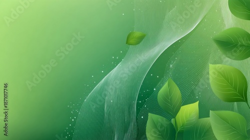 A green background with a leafy pattern and a leafy green leaf