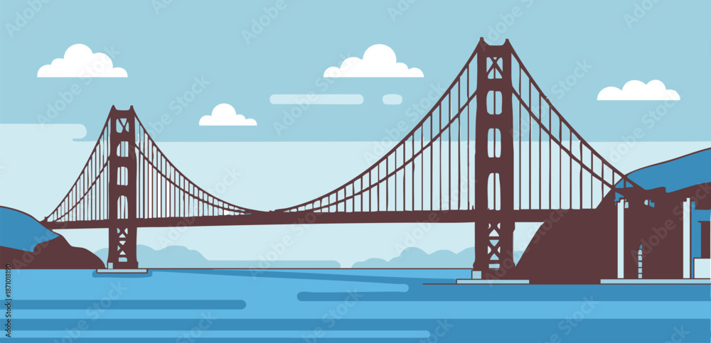 Fototapeta premium Golden Gate Bridge in San Francisco over the blue bay under a clear sky