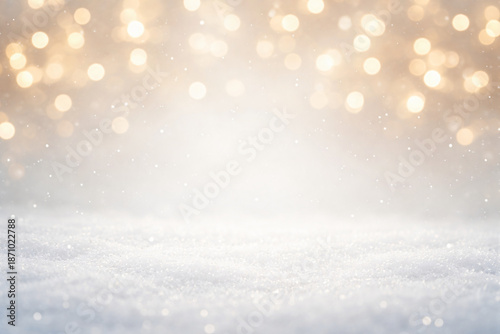 Minimal Winter Holiday Background with Golden Bokeh Lights