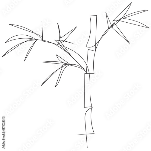 continuous line drawing Bamboo icon flat vector design