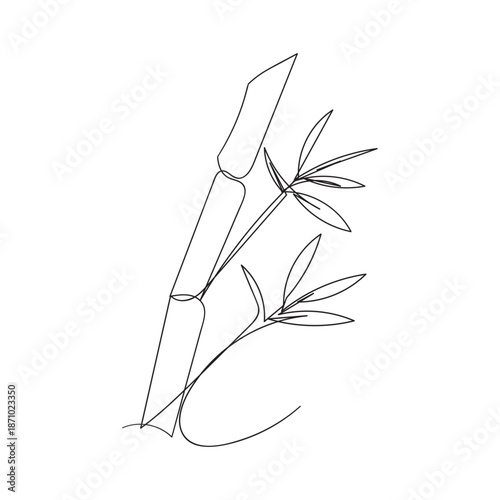 continuous line drawing Bamboo icon flat vector design