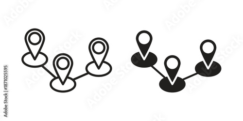 Route icons vector collection for web designs. flat icons