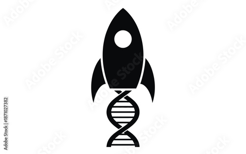 rocket launching from DNA helix vector illustration symbolizing biotechnology innovation genetic research scientific progress space exploration and future science technology concept.