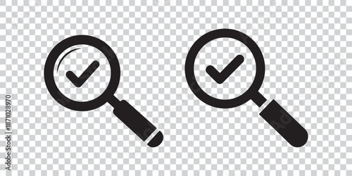 Two magnifying glasses with check marks