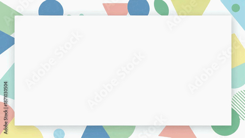 People are enjoying colorful geometric shapes in a lively public square.