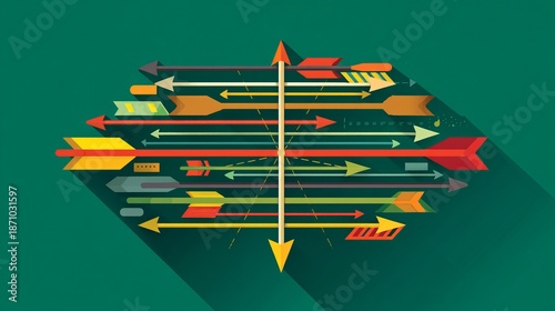 Colorful Arrows Converging in a Market Problem Solution Representation