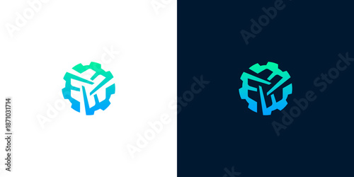 Modern abstract hexagonal logo with gradient colors, representing technology and innovation