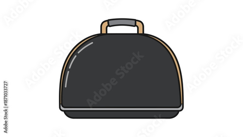 A Simple Illustration of a Closed Black Grilling BBQ Grill