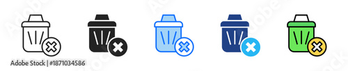 Waste Elimination Icon Set Multiple Style Collection