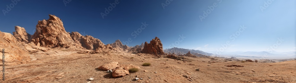 Fototapeta premium Panoramic hdr landscape view of desert terrain natural environment