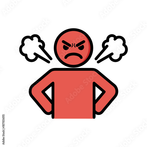 An angry red cartoon character with steam coming from its ears and an enraged expression, representing frustration