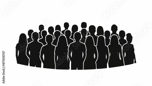 Diverse Group of People Silhouettes Standing Together.