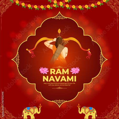 Vector illustration of Rama Navami social media template