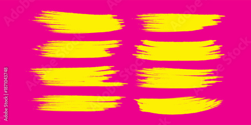 Yellow vector marker graphic stylish element. Highlighting and underlining text. Brush lines. Hand drawn marker strokes. Stripes of text markers. Watercolor hand drawn highlight set. Brush paint strok