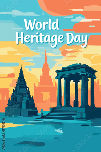 World Heritage Day Poster Illustration