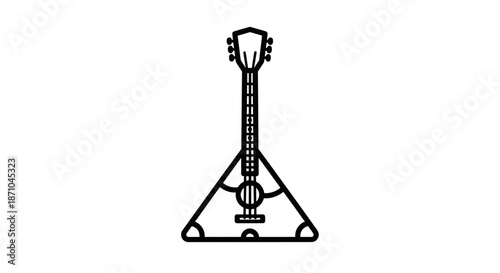 Minimalist black outline balalaika stringed musical instrument icon.