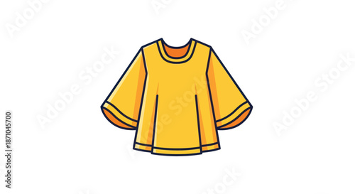 Cartoon Illustration of a Bright Yellow Blouse with Wide Sleeves.