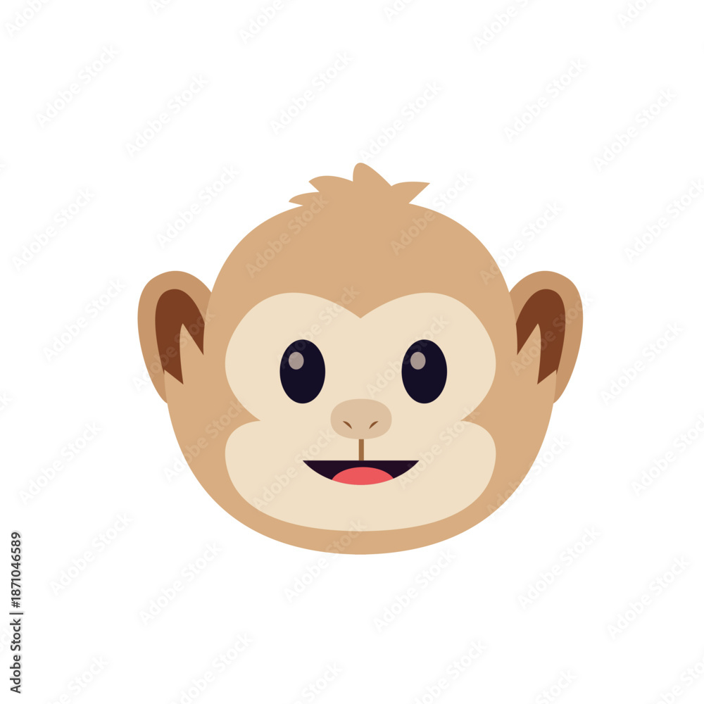 Naklejka premium monkey face ape animal cute smiling smile emoji symbol sign icon vector illustration isolated flat