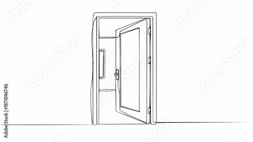 Open Door Continuous Line Drawing Minimalist Design.
