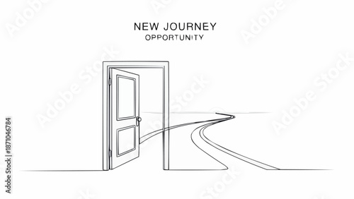 Open Door Leading to New Journey Opportunity.