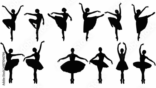 Ballet Dancers Silhouettes Collection Poses.