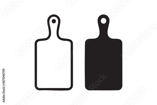 Vector Chopping board line and solid icon pack outline different style. Symbol, logo