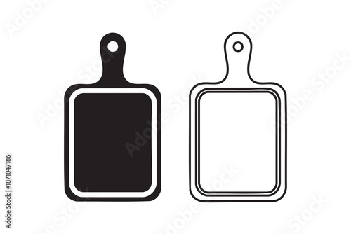 Vector Chopping board line and solid icon pack outline different style. Symbol, logo