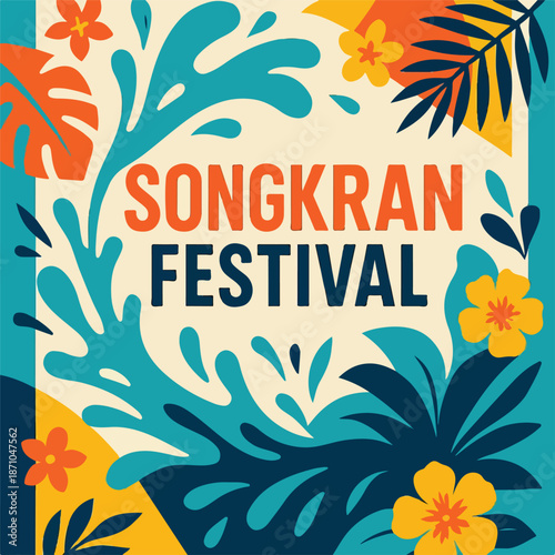 Songkran Festival Thailand Poster Illustration