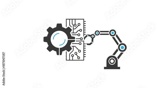 Industrial robotic arm with mechanical gear and circuit board.