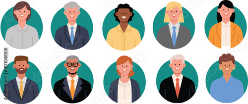 "Diverse professional business people avatars collection, flat style vector illustration with different ethnicities and ages, corporate team icons set"

flat vector illustration