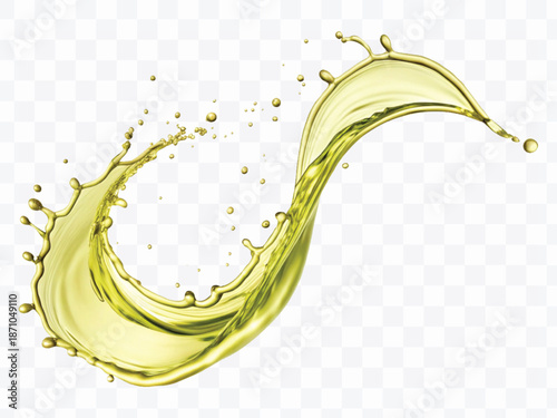 abstract 3d fresh olive oil splash explosion, flying olive oil on the air cut isolated on white background