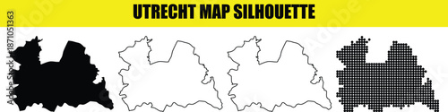 Utrecht netherlands map silhouette vector graphic illustration outline shape high quality detail famous historic city center area