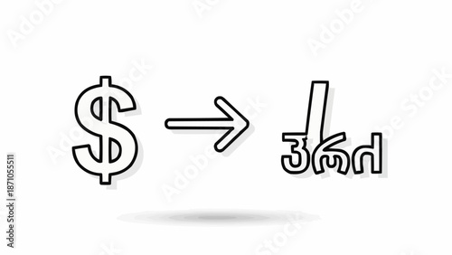Dollar sign with arrow pointing to Georgian Lari currency symbol.
