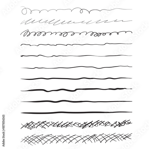Calligraphic ink and brush stroke vector brush set - Ink hand drawn decorative vector brushes for Adobe Illustrator
