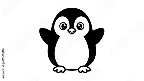 Cute Cartoon Penguin Character Illustration Design.