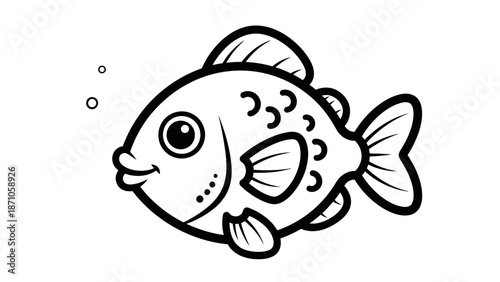 Simple Line Drawing of a Fish.