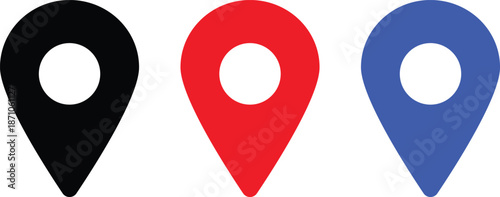 Location marker icon set. Map pin symbols. Navigation icons. GPS location and travel design. Tracking marker sign
