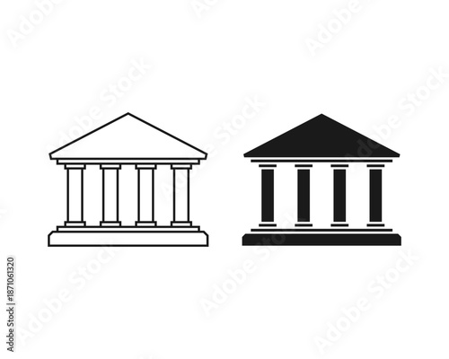 Temple vector icon. Ancient greek temple shape sign. Museum symbol. Business and economy symbol.  Architecture building logo.