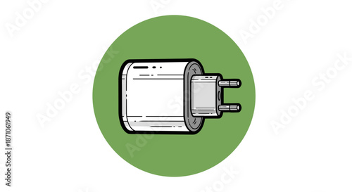 charger vector illustration in minimalist flat style on white background. Used for electronics, mobile devices and technology concepts