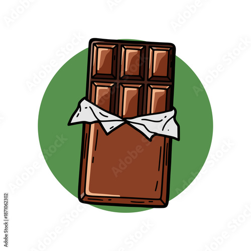 chocolate bar vector illustration in minimalist flat style on white background. Used for sweets, desserts and confectionery