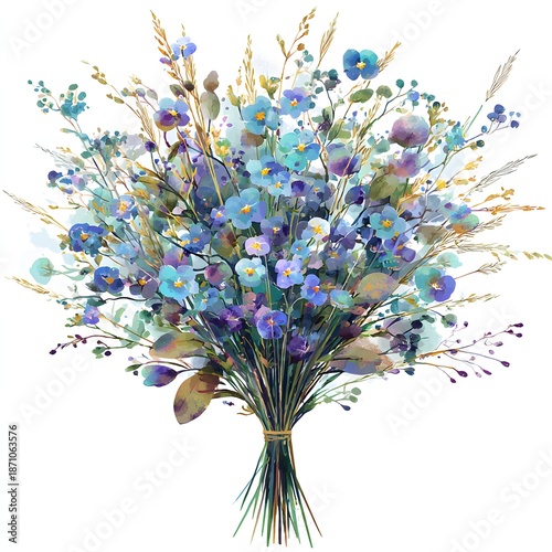 Dried Flower Bouquet in Blue and Purple Hues