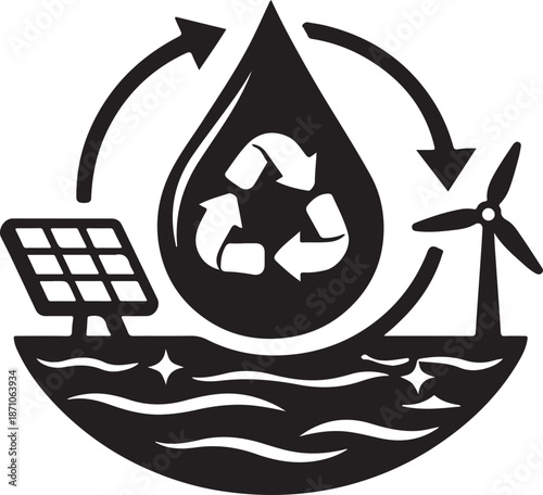 Sustainable energy sources isolated on white background, Vector, illustration