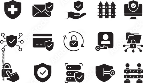 Various security icons representing data protection isolated on white background, Vector, illustration