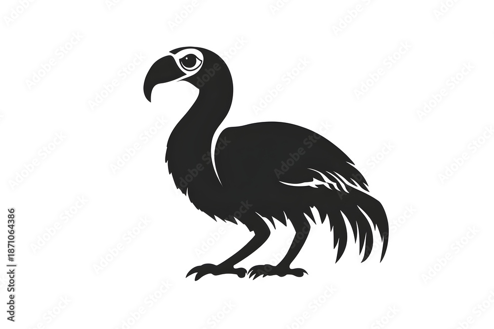 Fototapeta premium Dodo Bird Illustration: A monochromatic silhouette of a dodo bird, evoking a sense of history and the unique beauty of this extinct species.