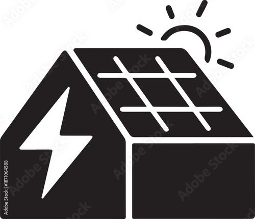 Solar powered house isolated on white background, Vector, illustration