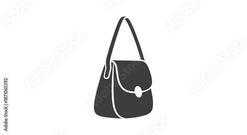 Stylish Black Handbag with White Trim and Shoulder Strap.