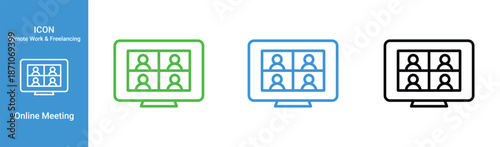 online meeting video conference icon set for remote work and virtual collaboration