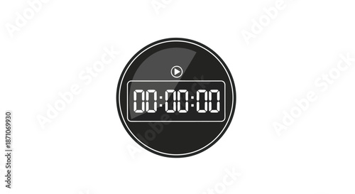Digital Timer Displaying Zero Time Black and White.